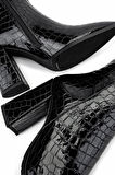 Tamer Tanca Kadın Hakiki Deri Siyah Kroko Casual Çizme 33 409-1 BN CZM SK24-25 SIYAH KROKO