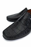 Tamer Tanca Erkek Hakiki Deri Siyah Kroko Loafer Ayakkabı 478 B1100 ERK AYK SK24-25 SIYAH KROKO