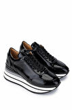 Tamer Tanca Kadın Hakiki Deri Siyah Rugan Sneakers & Spor Ayakkabı 923 1200 BN AYK Y25 SIYAH RGN