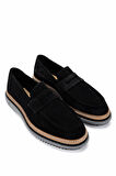 Tamer Tanca Erkek Hakiki Deri Siyah Süet Loafer Ayakkabı 537 3670 ERK AYK Y25 SIYAH SUET