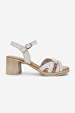 Valmenti Kadın Hakiki Deri Kırık Beyaz Topuklu Sandalet 956 13111 BN SNDLT Y25 OFF WHITE DR