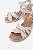 Valmenti Kadın Hakiki Deri Kırık Beyaz Topuklu Sandalet 956 13111 BN SNDLT Y25 OFF WHITE DR