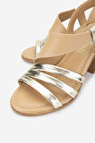 Valmenti Kadın Hakiki Deri Bej Topuklu Sandalet 882 603 BN SNDLT Y25 BEJ/ALTIN