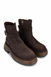 Tamer Tanca Kadın Hakiki Deri Kahverengi Nubuk Casual Bot 945 11933 BN BOT SK24-25 KAHVE NBK