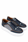 Tamer Tanca Erkek Hakiki Deri Lacivert Sneakers & Spor Ayakkabı 1092 202501 ERK AYK Y25 LACI MT/BYZ FLTR/GRI