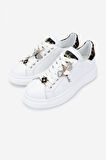 Méliné Kadın Hakiki Deri Sneakers & Spor Ayakkabı 1117 PF 6-ACC BN AYK Y25 BIANCO/LEOPAR