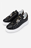 Méliné Kadın Hakiki Deri Sneakers & Spor Ayakkabı 1117 PF 6-ACC BN AYK Y25 NERO/LEOPAR