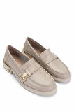 Tamer Tanca Kadın Hakiki Deri Bej Loafer Ayakkabı 1061 8118 BN AYK Y25 BEJ