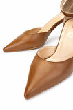 Tamer Tanca Kadın Hakiki Deri Taba Topuklu Ayakkabı 1130 F321 BN AYK Y25 TABA