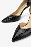Valmenti Kadın Hakiki Deri Siyah Kroko Topuklu Ayakkabı 1074 2307 BN AYK Y25 SIYAH KROKO