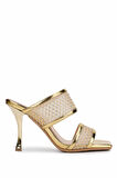 Tamer Tanca Kadın Deri/Tekstil Gold Topuklu Terlik 654 366 BN TRLK Y25 GOLD