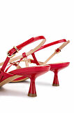 Tamer Tanca Kadın Hakiki Deri Kırmızı Rugan Topuklu Ayakkabı 654 368 BN AYK Y25 KIRMIZI KRSK RGN