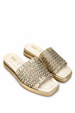 Tamer Tanca Kadın Hakiki Deri Gold Topuklu Terlik 1043 659 BN TRLK Y25 LIGHT GOLD
