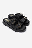 Valmenti Kadın Vegan Düz Terlik 1141 626 SARDENIA 6-1 BYN TRLK Y25 BLACK RAFFIA