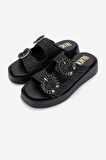 Valmenti Kadın Vegan Düz Terlik 1141 626 SARDENIA 6-1 BYN TRLK Y25 BLACK RAFFIA