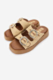Valmenti Kadın Vegan Düz Terlik 1141 626 SARDENIA 6-1 BYN TRLK Y25 BEIGE RAFFIA