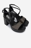 Valmenti Kadın Deri & Tekstil Topuklu Sandalet 1141 785 CECILIA 6-1 BYN SNDLT Y25 BEIGE BLACK