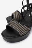 Valmenti Kadın Deri & Tekstil Topuklu Sandalet 1141 785 CECILIA 6-1 BYN SNDLT Y25 BEIGE BLACK