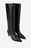 Valmenti Kadın Hakiki Deri Siyah Topuklu Çizme 1154 1655 BN CZM SK25-26 NERO
