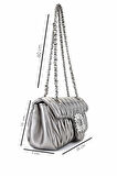 Tamer Tanca Kadın Suni Deri Metalik Omuz Çanta 921 27123 BN CNT SK25-26 PEWTER
