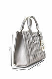 Tamer Tanca Kadın Suni Deri Metalik Omuz Çanta 921 27127 BN CNT SK25-26 PLATIN