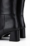 Tamer Tanca Kadın Hakiki Deri Siyah Topuklu Çizme 1074 2274 BN CZM SK25-26 SIYAH DERI
