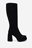 Valmenti Kadın Hakiki Deri Siyah Topuklu Çizme 492 41105 BN CZM SK25-26 SIYAH METIS SUET