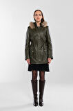 Tamer Tanca Kadın Hakiki Deri Yeşil Deri Mont 847 747-1 BYN DERIMONT SK25-26 YESIL DR