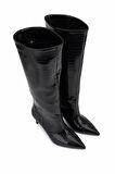 Tamer Tanca Kadın Suni Deri Siyah Kroko Topuklu Çizme 891 300 BN CZM SK25-26 SIYAH KROKO