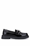 Tamer Tanca Kadın Hakiki Deri Siyah Rugan Loafer Ayakkabı 488 9000 BN AYK SK25-26 SIYAH KRSK RGN
