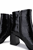 Tamer Tanca Kadın Suni Deri Siyah Rugan Topuklu Bot 1162 940 BN BOT SK25-26 SIYAH FSLY