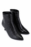 Tamer Tanca Kadın Hakiki Deri Siyah Rugan Topuklu Bot 1081 5411 BN BOT SK25-26 SIYAH KRSK RGN
