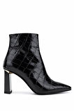 Tamer Tanca Kadın Hakiki Deri Siyah Kroko Topuklu Bot 1036 7558 BN BOT SK25-26 SIYAH KROKO