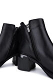 Tamer Tanca Kadın Hakiki Deri Siyah Deri Topuklu Bot 1164 25594 BN BOT SK25-26 SIYAH DR