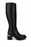 Tamer Tanca Kadın Suni Deri Siyah Topuklu Çizme 889 1424 BN CZM SK25-26 SIYAH