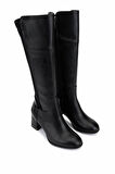 Tamer Tanca Kadın Suni Deri Siyah Topuklu Çizme 889 9201 BN CZM SK25-26 SIYAH