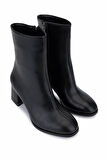 Tamer Tanca Kadın Suni Deri Siyah Deri Topuklu Bot 889 9203 BN BOT SK25-26 SIYAH DR