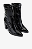 Valmenti Kadın Deri & Suni Siyah Rugan Topuklu Bot 33 3333 BN BOT SK25-26 SIYAH RUGAN