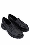 Tamer Tanca Kadın Hakiki Deri Siyah Jumbo Loafer Ayakkabı 33 25525 BN AYK SK25-26 SIYAH JUMBO