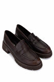 Tamer Tanca Kadın Hakiki Deri Kahverengi Loafer Ayakkabı 33 25525 BN AYK SK25-26 KAHVE JUMBO
