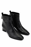 Tamer Tanca Kadın Hakiki Deri Siyah Kroko Klasik Bot 33 11510 BN BOT SK25-26 SIYAH KROKO
