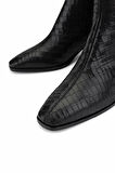 Tamer Tanca Kadın Hakiki Deri Siyah Kroko Klasik Bot 33 11510 BN BOT SK25-26 SIYAH KROKO
