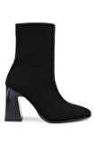 Tamer Tanca Kadın Hakiki Deri Siyah Topuklu Bot 1065 1503 BN BOT SK25-26 SIYAH STREC