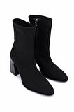 Tamer Tanca Kadın Hakiki Deri Siyah Topuklu Bot 1065 1503 BN BOT SK25-26 SIYAH STREC