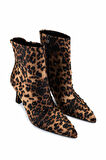 Tamer Tanca Kadın Saten Leopar Topuklu Bot 735 8794 BN BOT SK25-26 LEOPAR