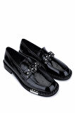 Tamer Tanca Kadın Hakiki Deri Siyah Rugan Loafer Ayakkabı 566 3297 BN AYK SK25-26 SIYAH KRSK RGN