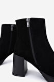Valmenti Kadın Hakiki Deri Siyah Süet Topuklu Bot 51 9044 BN BOT SK25-26 SIYAH SUET