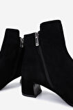 Valmenti Kadın Hakiki Deri Siyah Süet Topuklu Bot 51 8044 BN BOT SK25-26 SIYAH SUET