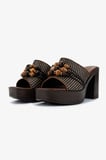 Valmenti Kadın Deri & Tekstil Kahverengi Topuklu Terlik 1141 551 BN TRLK Y26 BROWN/BEIGE BLACK