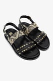 Valmenti Kadın Deri & Tekstil Siyah Deri Düz Sandalet 1141 505 BN SNDLT Y26 BLACK LEATHER